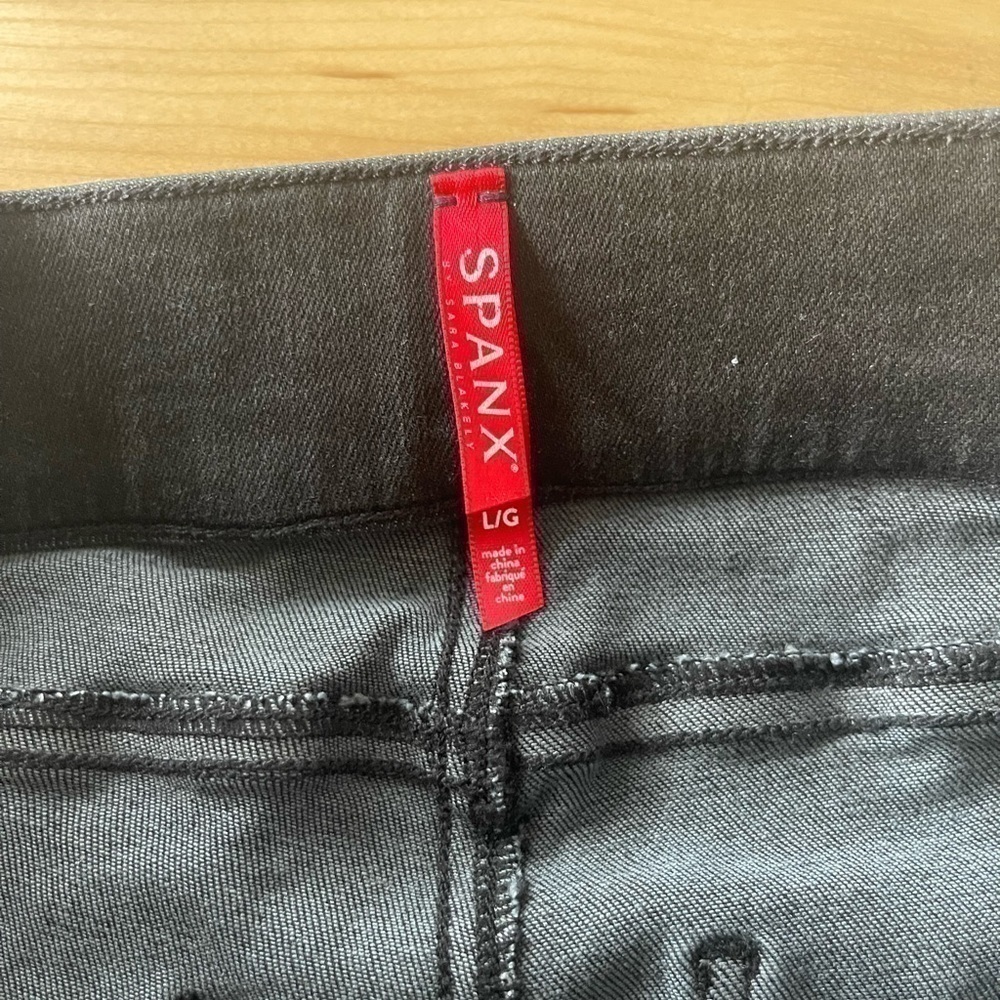 SPANX Vintage Black Distressed Ankle Skinny Pullon Leggings Elastic Waist - Picture 10 of 15